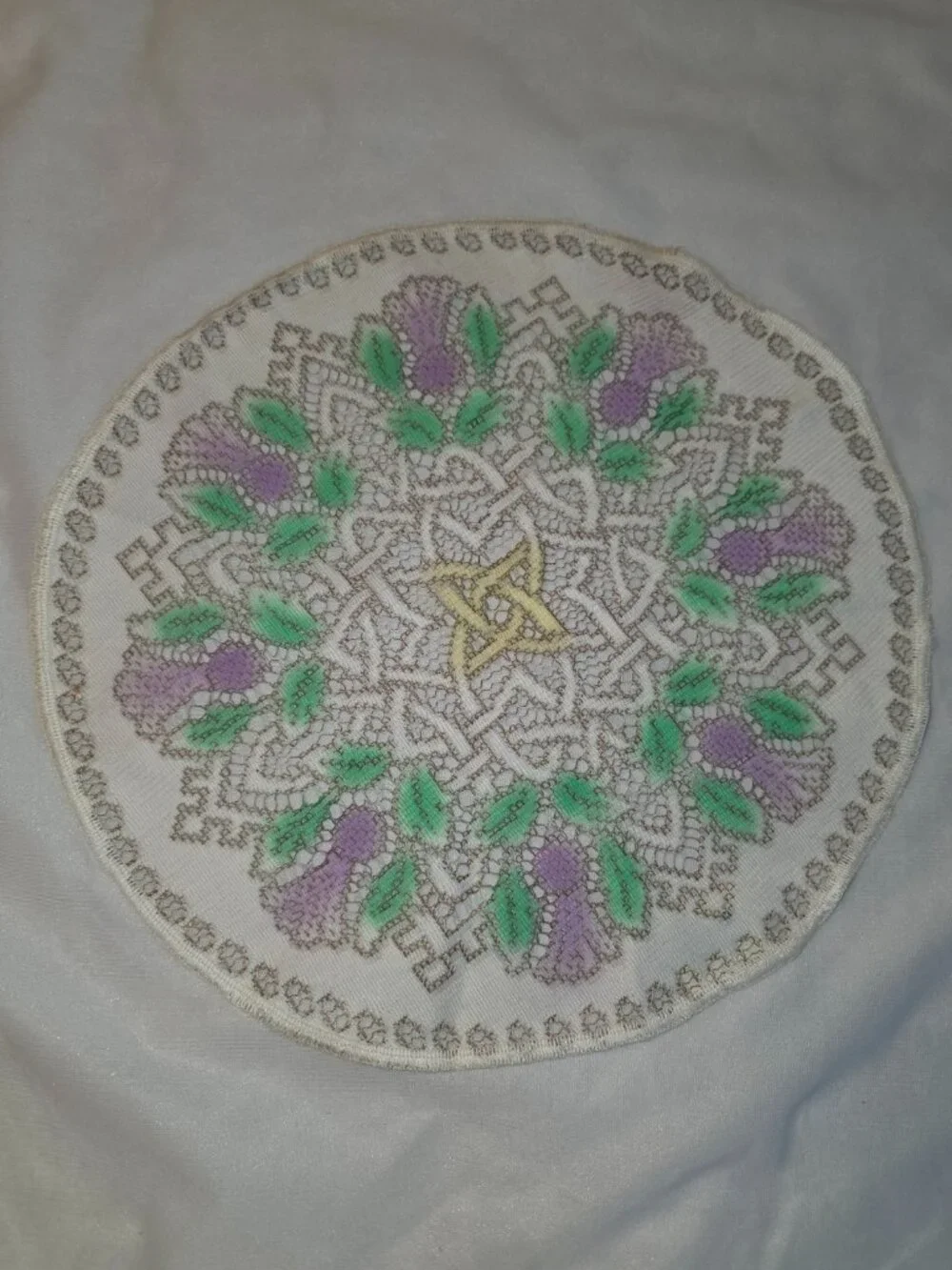Scottish Celtic Knot Doily Traditional Thistle Motif Geometric Decor Round